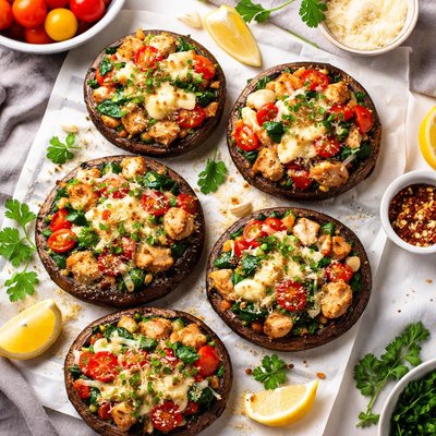 Image of Baked Chicken Stuffed Portabella Mushrooms