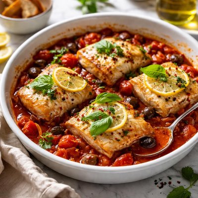 Image of Baked King Fish Cod in Tomato Sauce