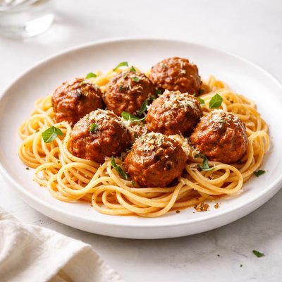 Image of Baked Meatballs and Pasta