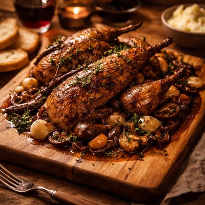Image of Baked Pheasant in Wine Sauce