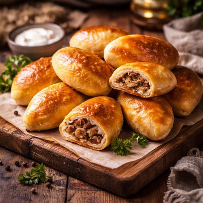 Image of Baked Pirozhki with Cream Cheese Dough