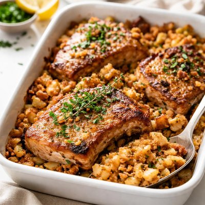 Image of Baked Pork Chops and Stuffing