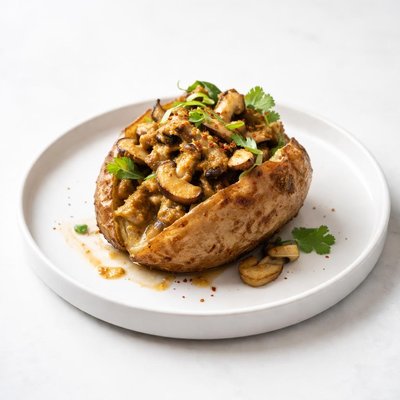Image of Baked Potato with Curried Mushrooms