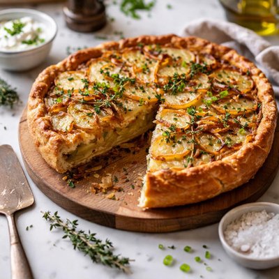 Image of Baked Potatoes and Onion Pie