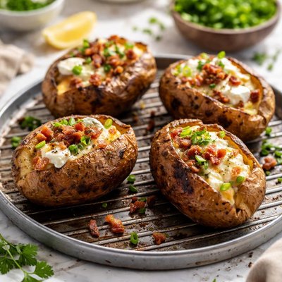 Image of Baked Potatoes on the Grill