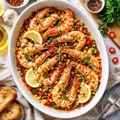 Image of Baked Prawns with Pepper and Garlic