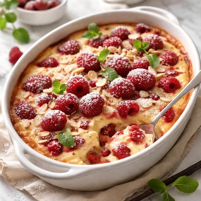 Image of Baked Raspberry Vanilla Pudding