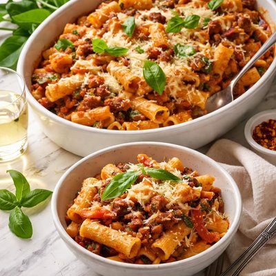 Image of Baked Rigatoni Sausage Tuscan Style
