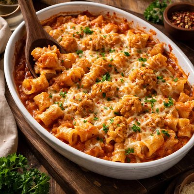 Image of Baked Rigatoni with Cauliflower in a Spicy Pink Sauce