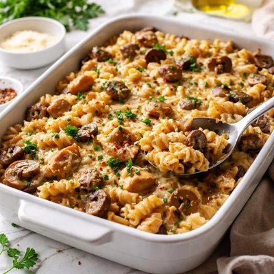 Image of Baked Rotini with Chicken and Mushrooms