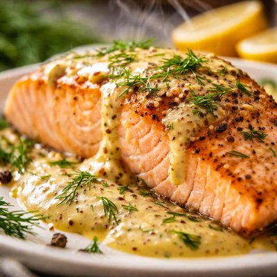 Image of Baked Salmon with Dill Mustard Sauce