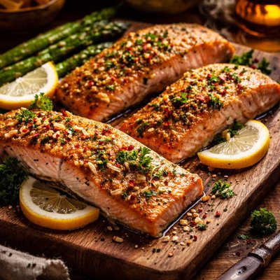 Image of Baked Salmon with Garlic and Dijon