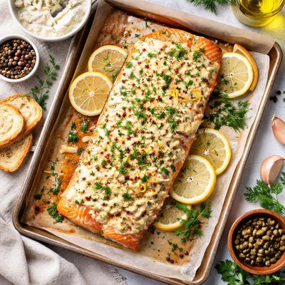 Image of Baked Salmon with Herbed Mayonnaise