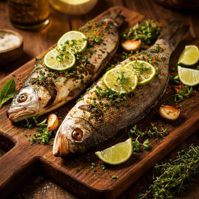 Image of Baked Sea Bass with Herbs and Lime
