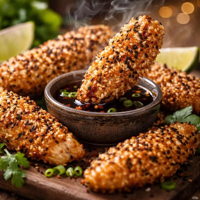 Image of Baked Sesame Chicken with Soy Dip