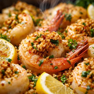 Image of Baked Shrimp with Lemon Garlic Crumbs