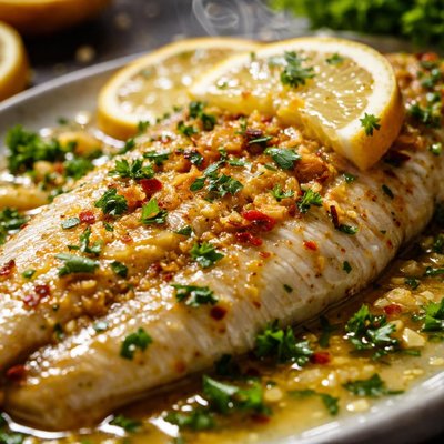 Image of Baked Sole with a Lemon Ginger Sauce