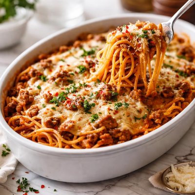 Image of Baked Spaghetti Cheesy Spicy