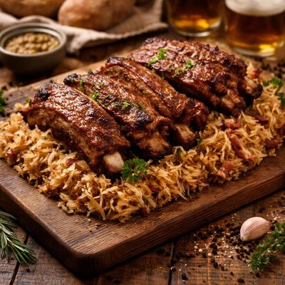 Image of Baked Spareribs and Sauerkraut