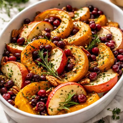 Image of Baked Squash with Apples and Cranberries