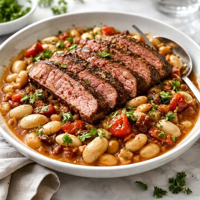 Image of Baked Steak and Lima Beans