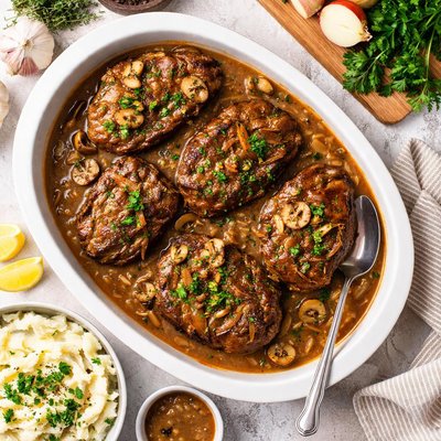 Image of Baked Steak with Pan Gravy