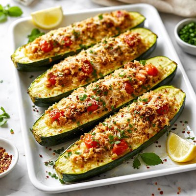 Image of Baked Stuffed Garden Zucchini