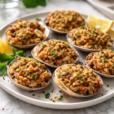 Image of Baked Stuffed Quahogs or Clams Rhode Island Style