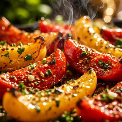 Image of Baked Sweet Red and Yellow Pepper Wedges