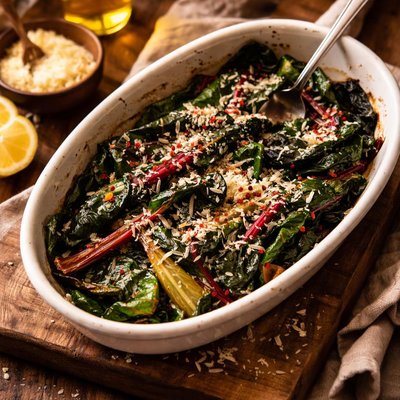 Image of Baked Swiss Chard with Olive Oil and Parmesan