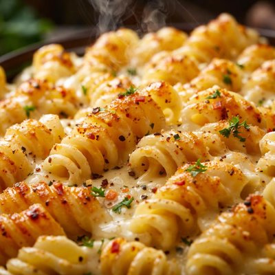 Image of Baked Three Cheeses and Buttered Spirals