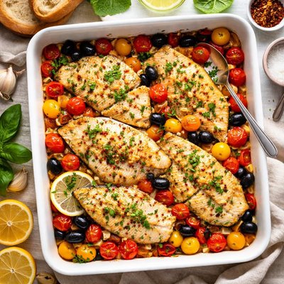 Image of Baked Tilapia with Tomatoes Olives