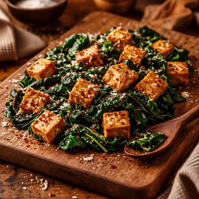 Image of Baked Tofu and Spinach