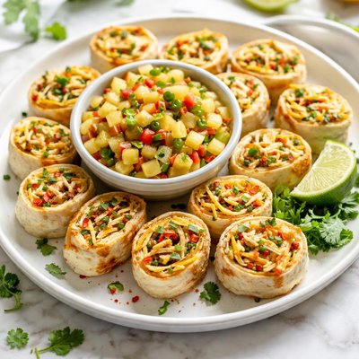 Image of Baked Tortilla Wheels with Pineapple Salsa