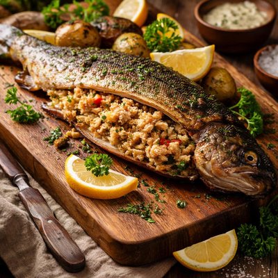 Image of Baked Trout Stuffed with Crab