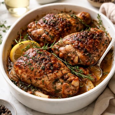 Image of Baked Turkey Thighs in Wine Herbs