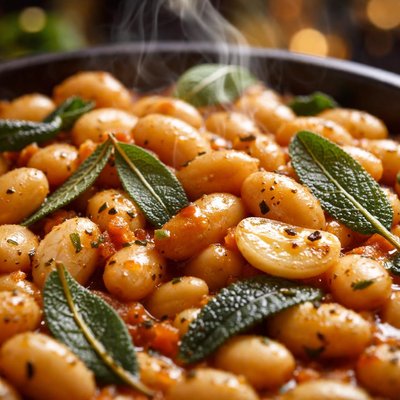Image of Baked White Beans with Sage and Garlic