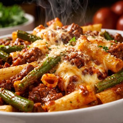 Image of Baked Ziti with Beef and Green Beans