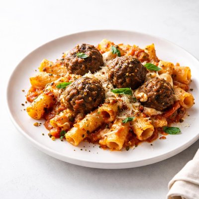 Image of Whole30 Baked Ziti with Meatballs