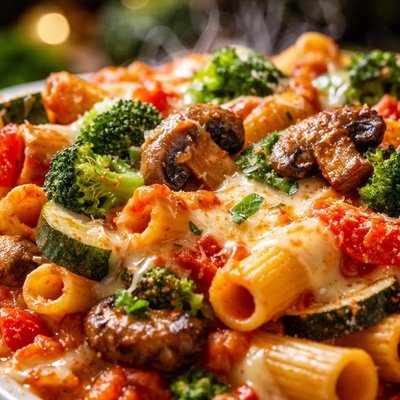 Image of Baked Ziti with Vegetables and Mushrooms