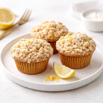 Image of Bakery Style Lemon Crumb Muffins