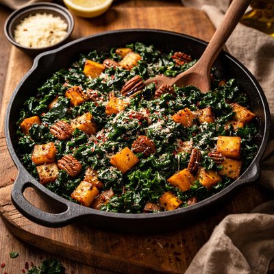 Image of Balsalmic Kale and Squash Saute