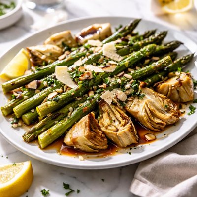 Image of Balsamic Asparagus and Artichokes