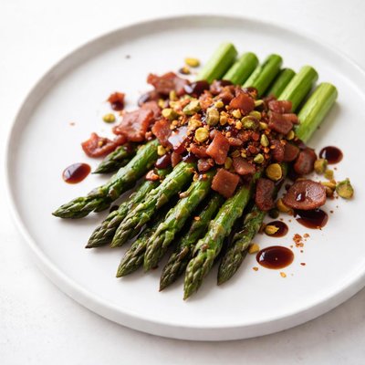 Image of Balsamic Bacon and Pistachio Asparagus