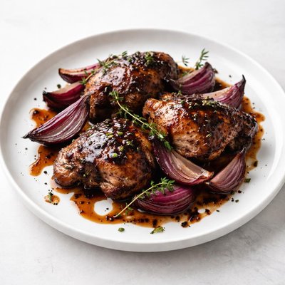 Image of Balsamic Chicken Thighs with Red Onions