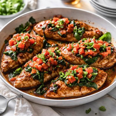 Image of Balsamic Chicken with Spinach and Fresh Tomato