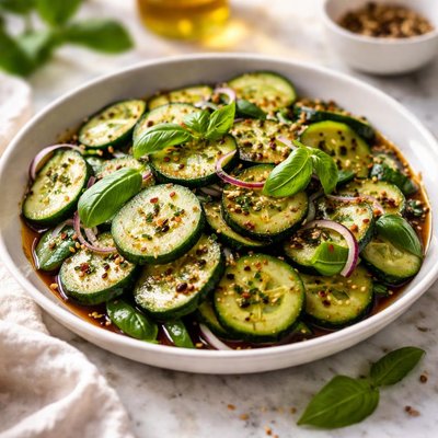 Image of Balsamic Cucumbers with Basil