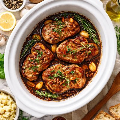 Image of Balsamic Garlic Crock Pot Pork Chops