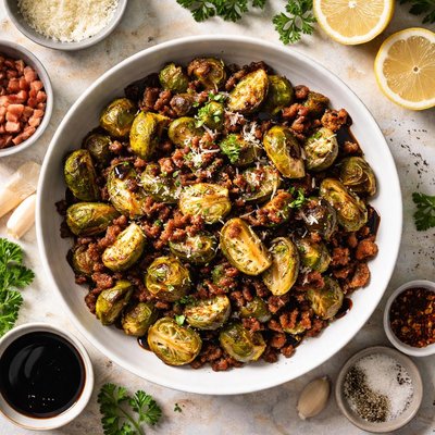 Image of Balsamic Glazed Brussels Sprouts with Pancetta