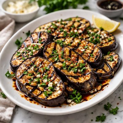 Image of Balsamic Marinated Grilled Eggplant Aubergine